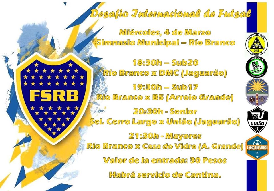 01.03.2020 Nueva jornada de Futsal en el Gimnasio Municipal a beneficio del Río Branco Futsal