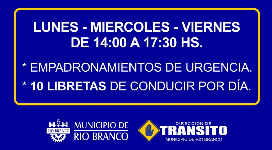 14.04.2021 Días y horarios especiales en oficinas de tránsito